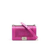 Chanel Medium Le Boy Flap Bag in Python Leather Pink with Brushed