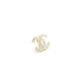 Chanel Mini Classic CC Logo Earrings Gold Tone