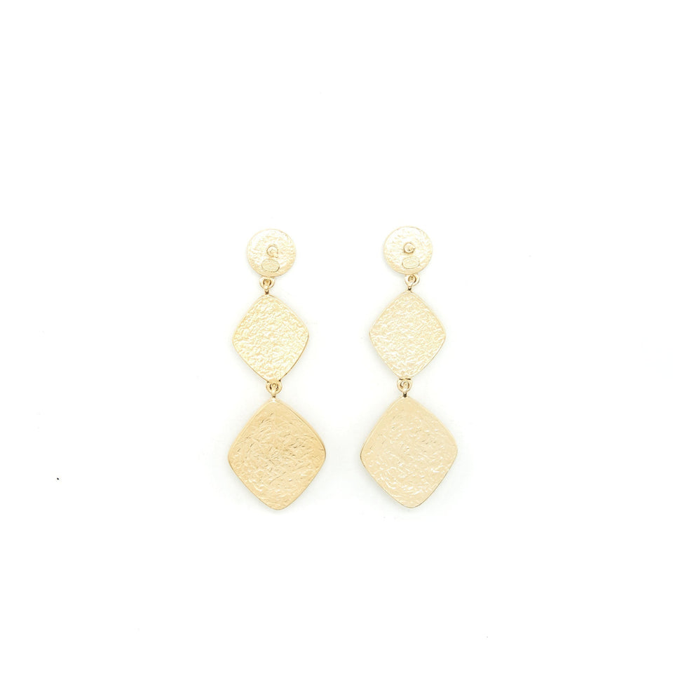 Chanel 22C Quilted Drop Earrings Light Gold Tone