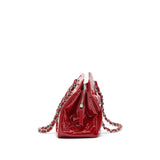 Chanel Patent Leather Tote Bag With Chain In Red
