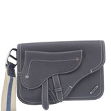 Christian Dior Saddle Leather Wristlet Navy Blue.