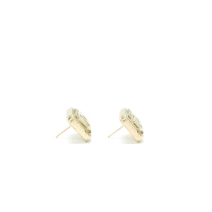 Chanel Square CC Logo Earrings Light Gold Tone