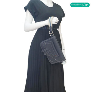 Christian Dior Saddle Leather Wristlet Navy Blue.