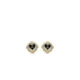 Chanel Heart With CC Logo Earring Gold Tone/ Enamel
