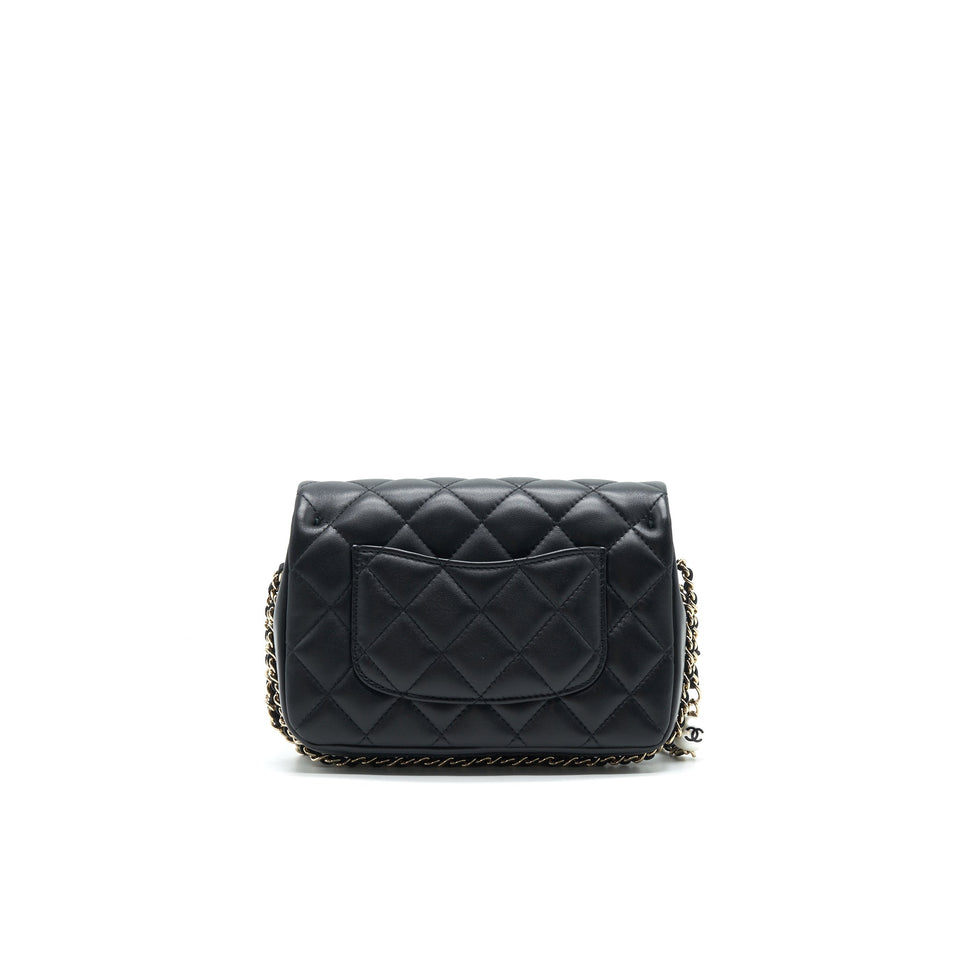Chanel Logo Pearl Chain Mini Flap Bag