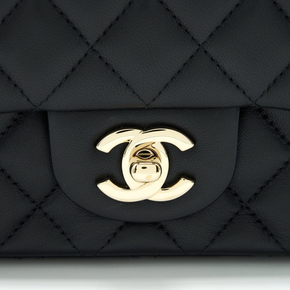 Chanel Mini Square Flap Bag Black Lambskin L