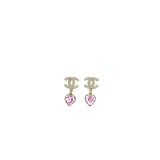 Chanel 22B Heart Drop/Pearl Earrings Light Gold Tone