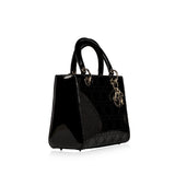 Christian Dior Lady Dior Black Patent Leather Medium