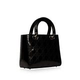 Christian Dior Lady Dior Black Patent Leather Medium
