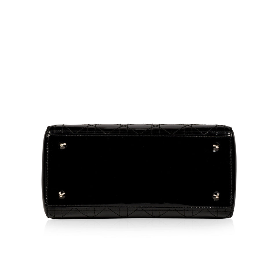 Christian Dior Lady Dior Black Patent Leather Medium