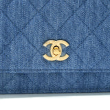 Chanel 22C Pearl Crush  Wallet On Chain Denim