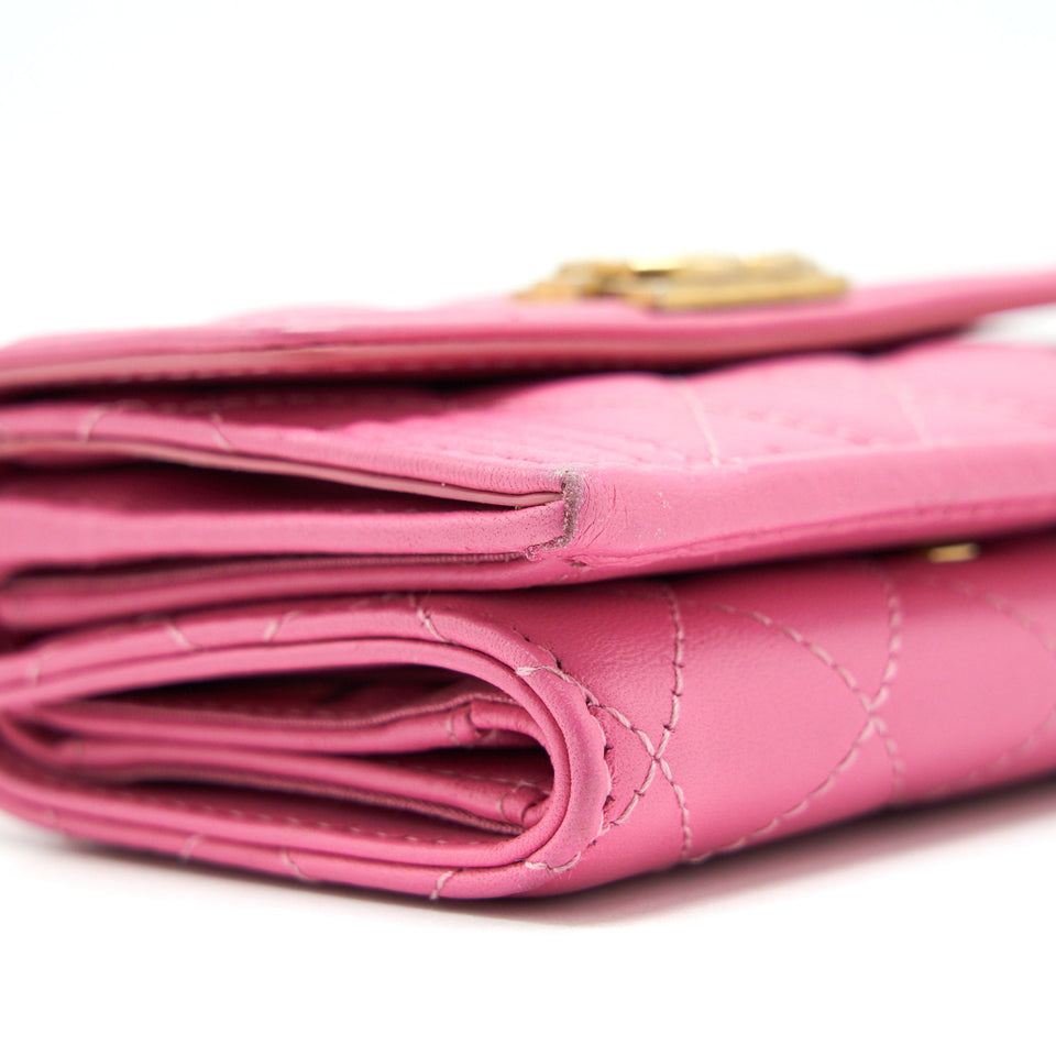 Chanel Boy Small Wallet Pink Brushed Lambskin