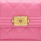 Chanel Boy Small Wallet Pink Brushed Lambskin