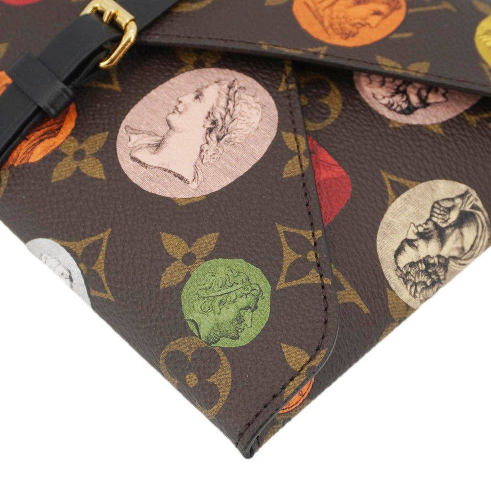 Louis Vuitton Monogram Fornasetti Clutch Pencil Pouch Brown