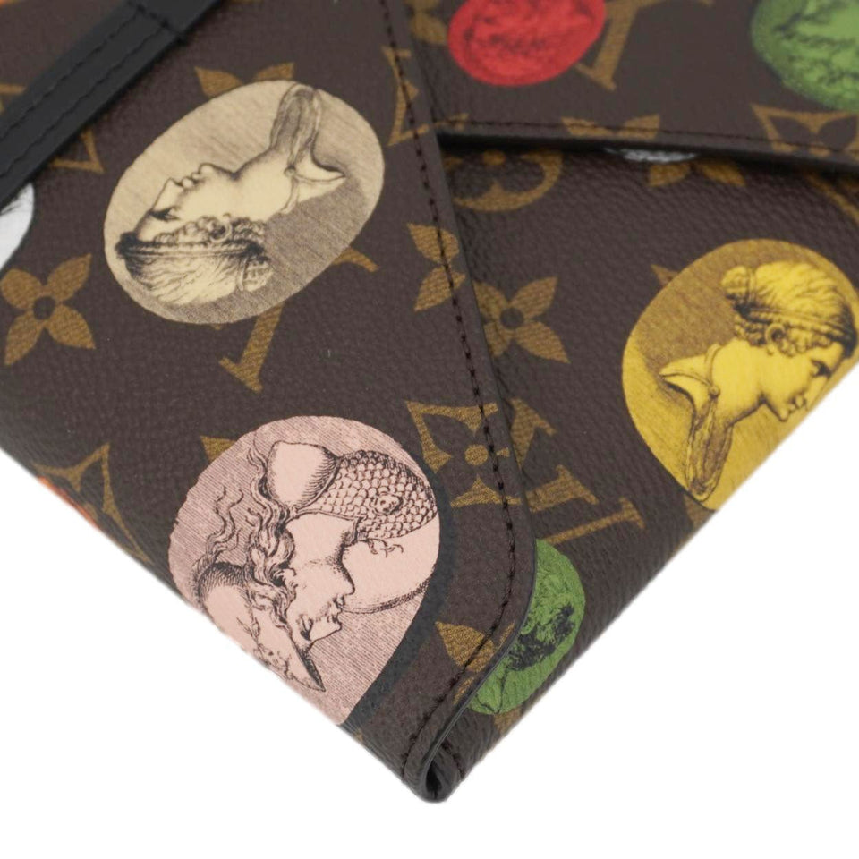 Louis Vuitton Monogram Fornasetti Clutch Pencil Pouch Brown
