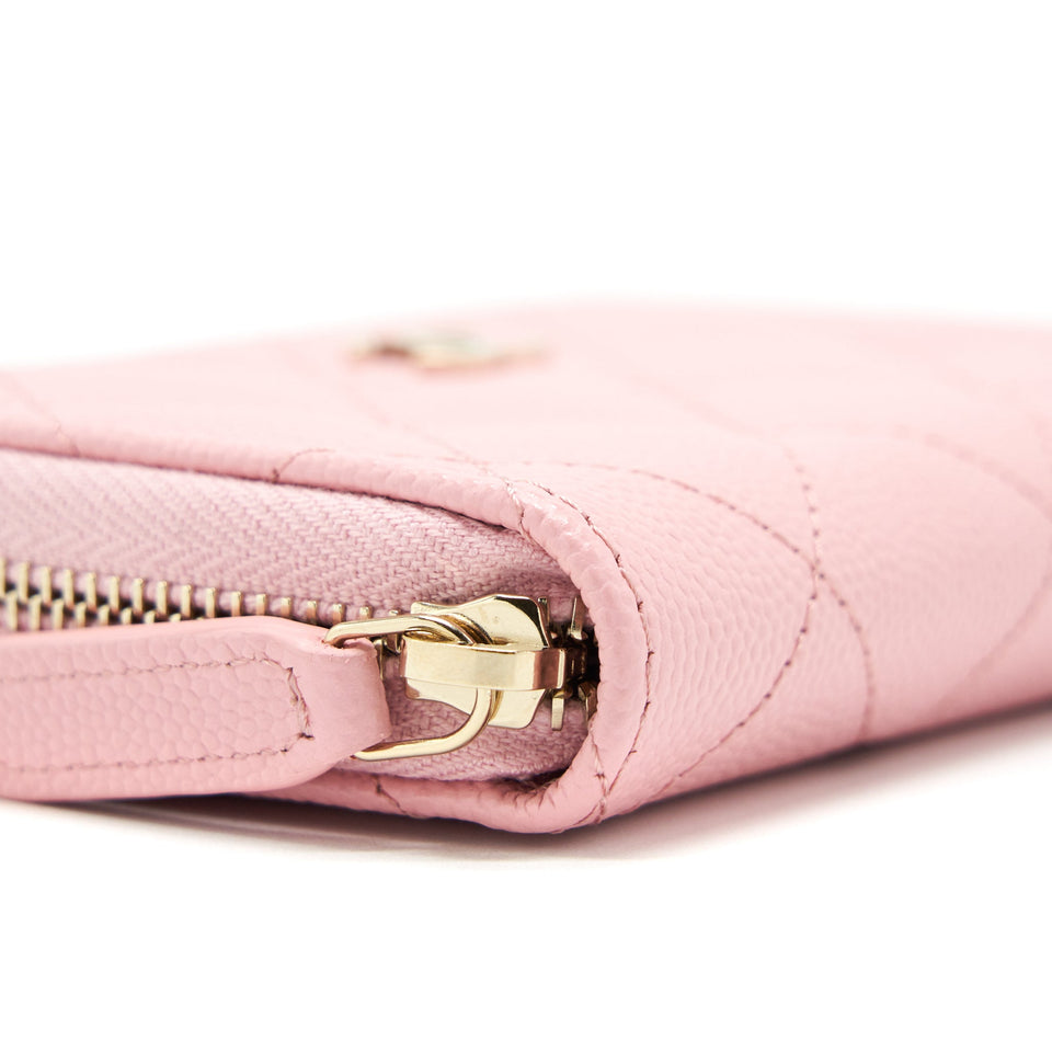 Chanel 22C Zip holder Pink Caviar L