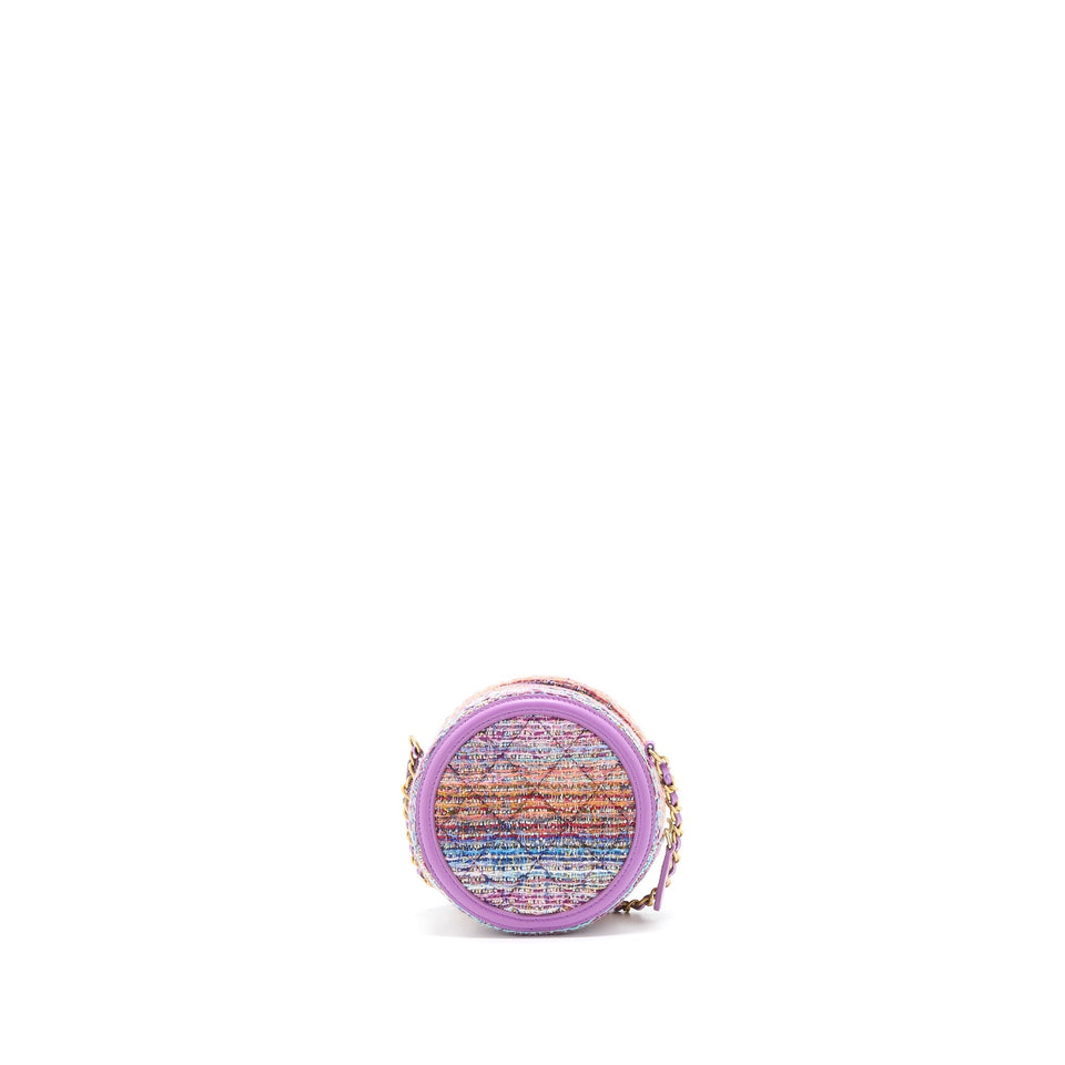 Chanel Round Clutch with Chain Lambskin/Tweed Multicolour