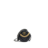 Chanel 19 Round Clutch With Chain Goatskin Black Multicolour Hardware