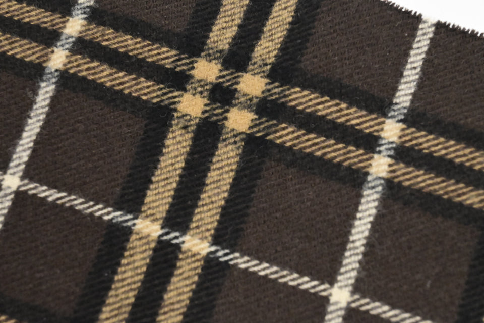 Burberry Scarf in Dark Brown Checked Merino Wool and Cashmere