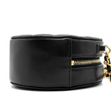 Chanel Limited Edition Charm Round Clutch With Chain Lambskin Black