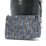 Chanel Eyelet Logo Calfskin Tote Bag Black/ Blue