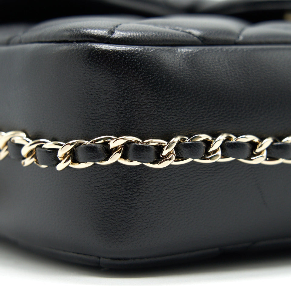 Chanel Logo Pearl Chain Mini Flap Bag