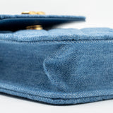 Chanel Mini Vertical Flap Clutch With Chain Denim Blue  (microchip)