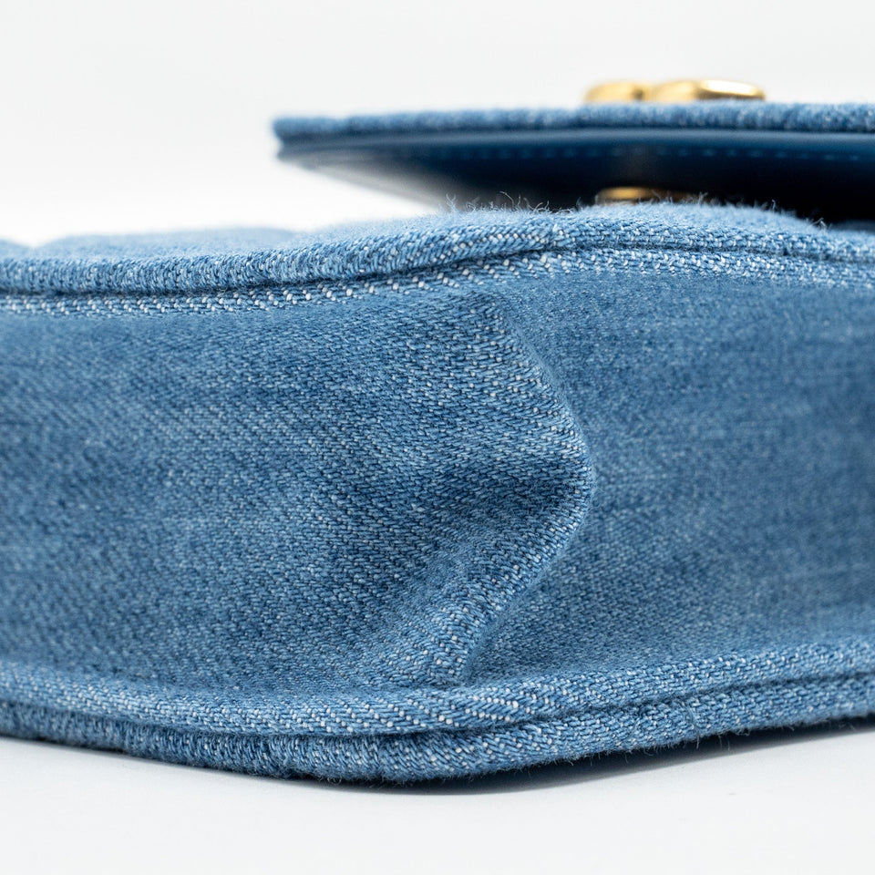 Chanel Mini Vertical Flap Clutch With Chain Denim Blue  (microchip)