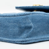 Chanel Mini Vertical Flap Clutch With Chain Denim Blue  (microchip)
