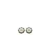 Chanel Giant Round CC Logo Earring Leather Chain/Crystal Light Gold Tone