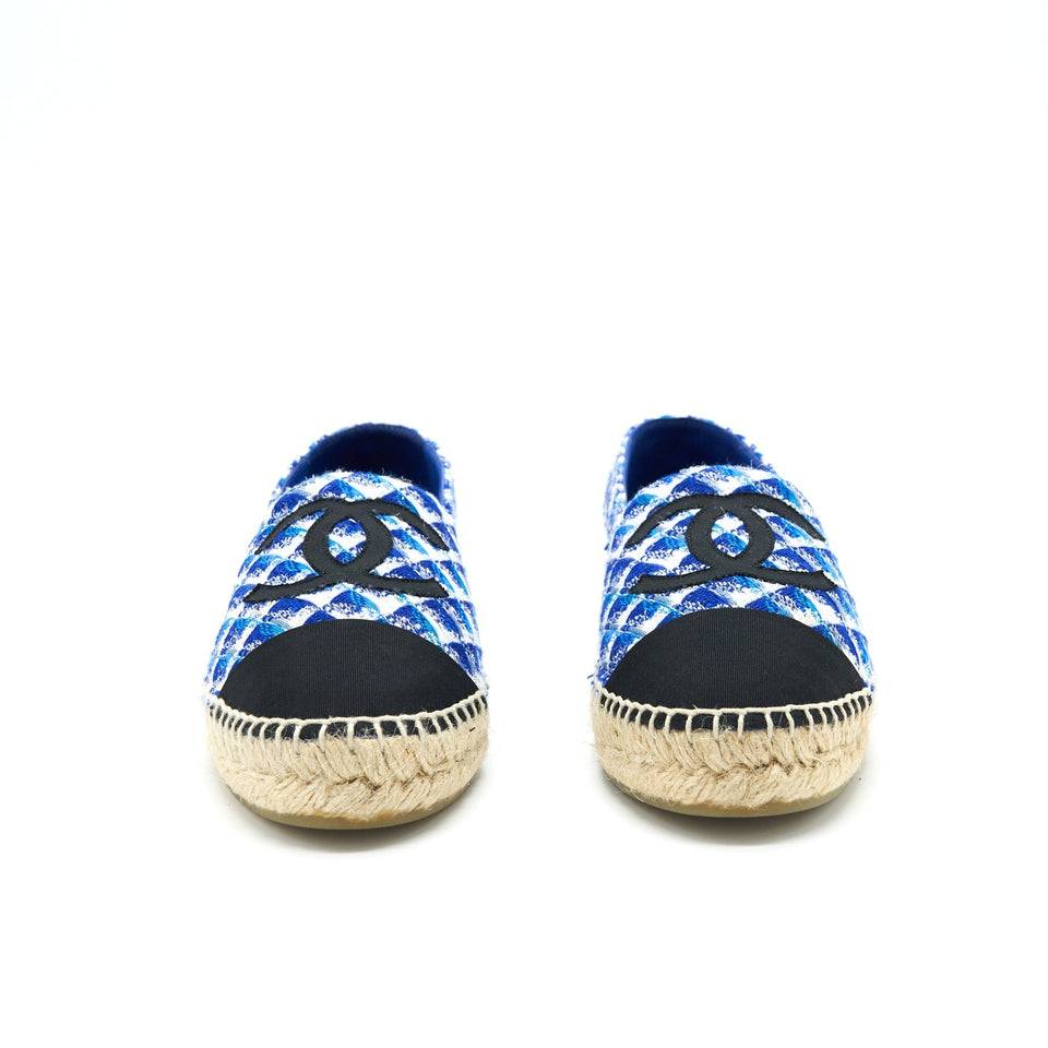 Chanel Espadrilles Size38 Black/Blue Tweed