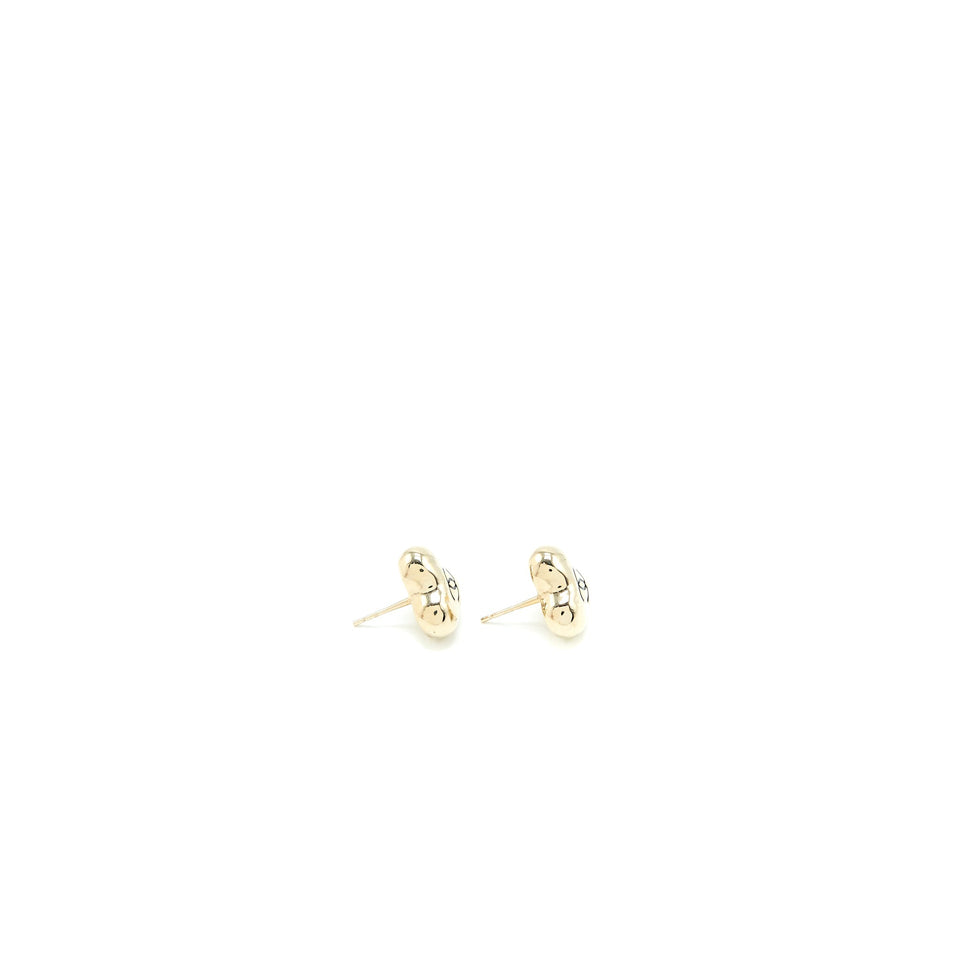 Chanel 22C Mini Heart CC Logo Earrings Light Gold Tone