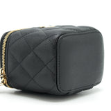 Chanel Small Vanity Clutch With Chain CC Pearl Caviar Black L