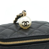 Chanel Small Vanity Clutch With Chain CC Pearl Caviar Black L