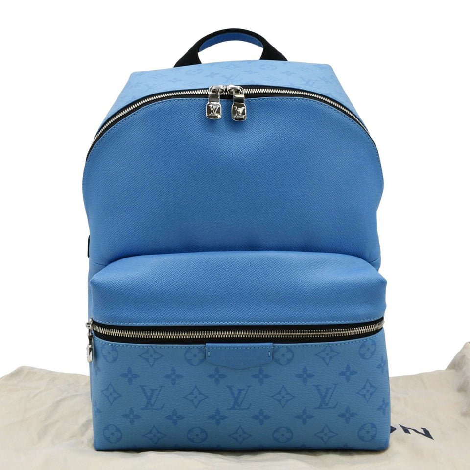 Louis Vuitton Discovery PM Monogram Taigarama Leather Backpack Blue