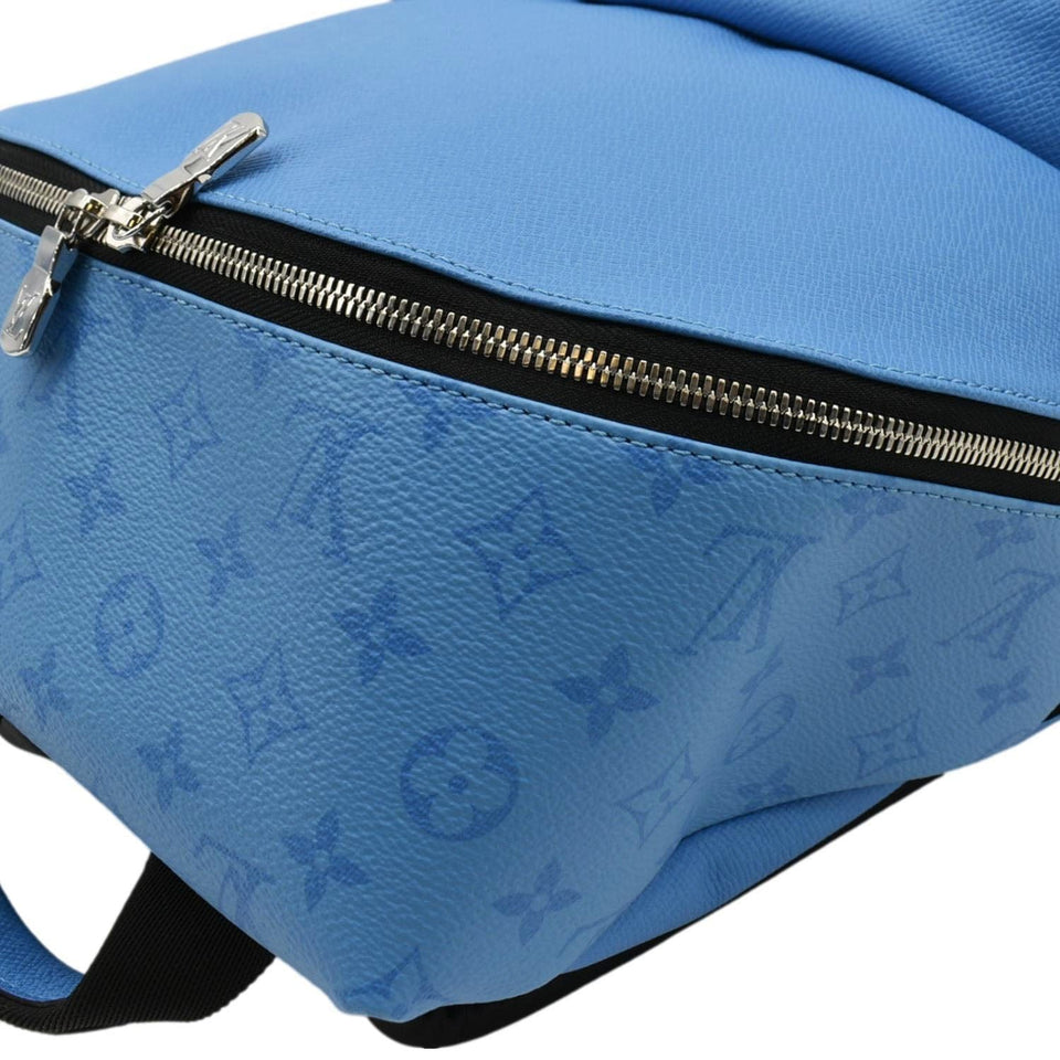 Louis Vuitton Discovery PM Monogram Taigarama Leather Backpack Blue