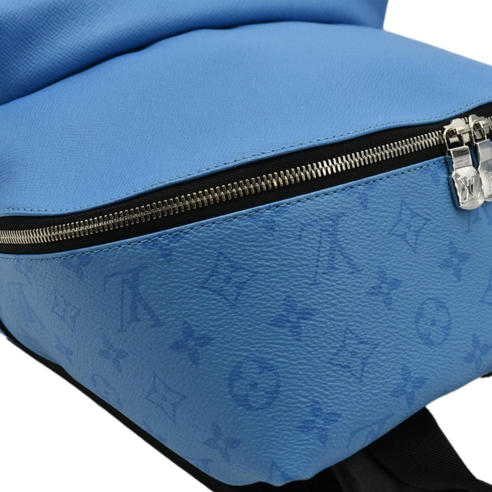 Louis Vuitton Discovery PM Monogram Taigarama Leather Backpack Blue