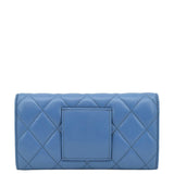 Chanel Ribbon Leather Long Clutch Crossbody Bag Blue