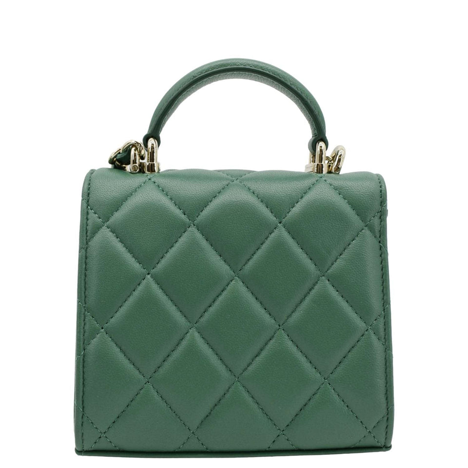Chanel Mini Top Handle Leather Crossbody Clutch Bag Green