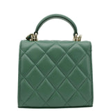Chanel Mini Top Handle Leather Crossbody Clutch Bag Green