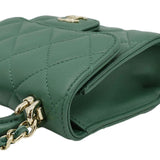 Chanel Mini Top Handle Leather Crossbody Clutch Bag Green