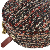 Chanel Round Tweed Chain Clutch Crossbody Bag Red