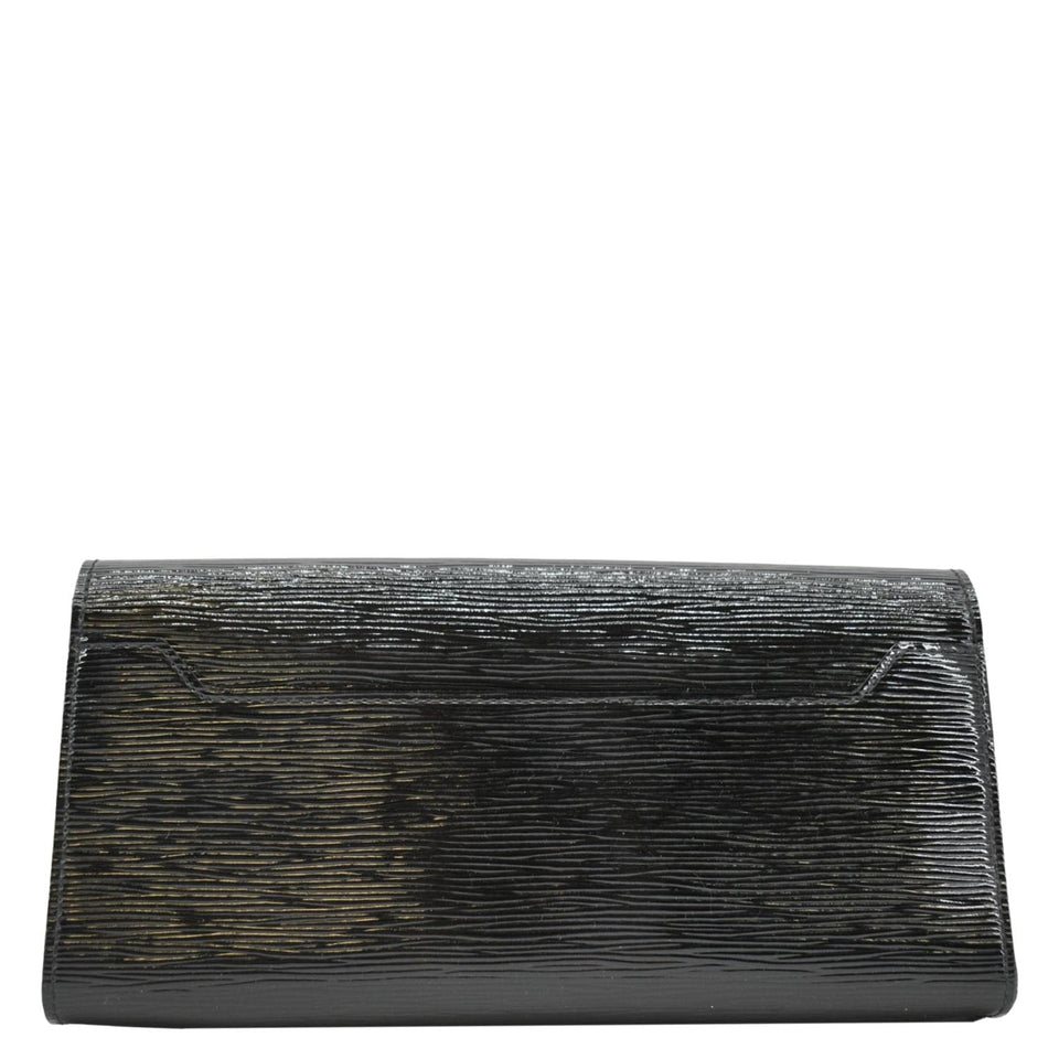 Louis Vuitton Sevigne Electric Patent Epi Leather Clutch Shoulder Bag Black
