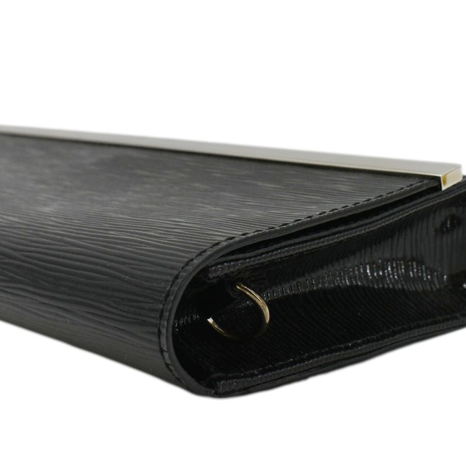 Louis Vuitton Sevigne Electric Patent Epi Leather Clutch Shoulder Bag Black