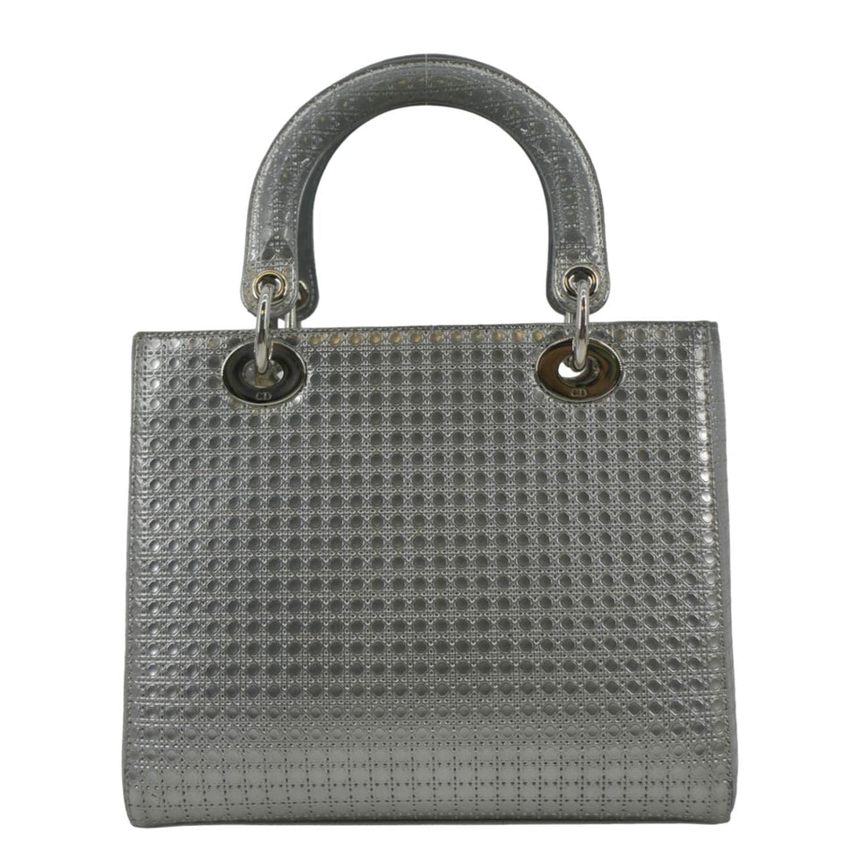 Christian Dior Lady Dior Micro Cannage Leather Shoulder Bag Metallic
