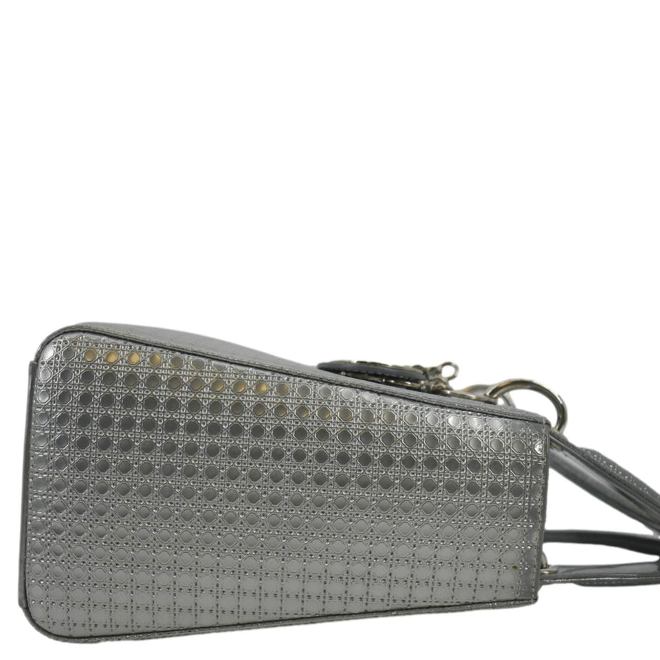 Christian Dior Lady Dior Micro Cannage Leather Shoulder Bag Metallic