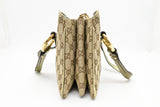 Gucci Handbag in Green Metallic Leather and Beige Canvas