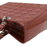 Christian Dior Lady Dior Large Quilted Patent Leather Shoulder Bag Reddish Orange