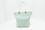 Gucci Tote in Teal GG Canvas and White Leather