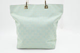 Gucci Tote in Teal GG Canvas and White Leather